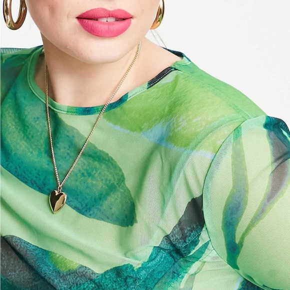 ASOS Curve Green Mesh Midi Dress - Picture 4 of 4